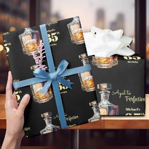 Papier Cadeau Fêté avec perfection Hommes 65 ans Whisky Annivers