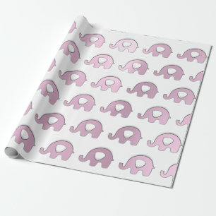 Papier Cadeau Fête Baby shower éléphant Favoriser le Coeur Rose