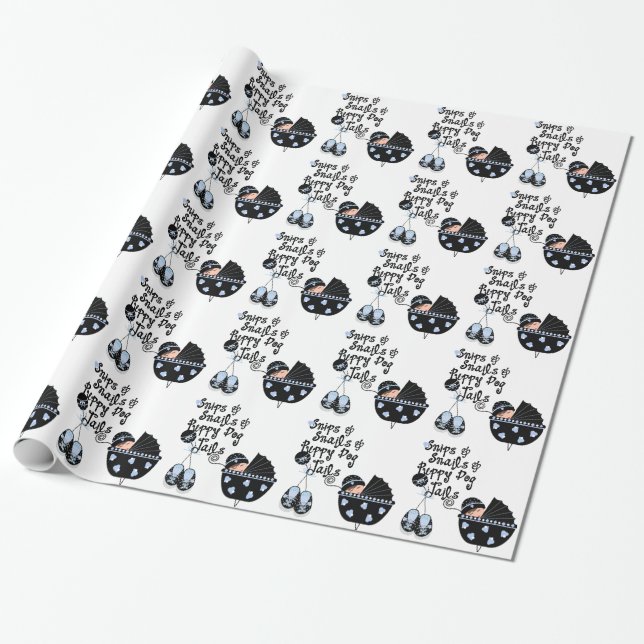 Papier Cadeau Fête bébé garçon Coquillages et escargots (Déroulé)