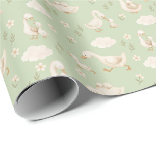 Papier Cadeau Fête bébé Silly Goose verte et mixte