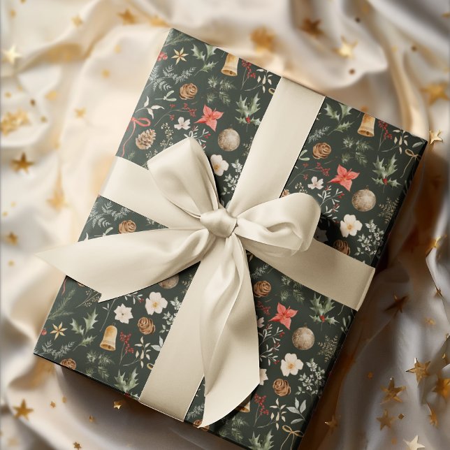 Papier Cadeau Fête botanique hivernale de Noël (Créateur téléchargé)