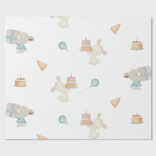 Papier Cadeau Fête d'anniversaire (Plat)