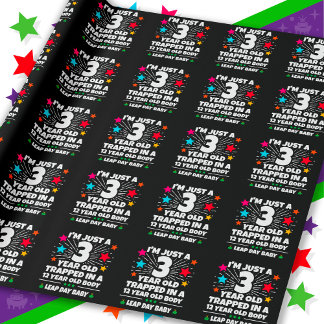 Papier Cadeau Fête d'anniversaire année bissextile 12e anniversa