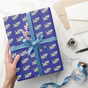 Papier Cadeau Fête d'anniversaire bleu marine piscine plage requ