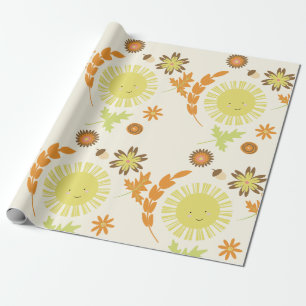 Papier Cadeau Fête d'anniversaire d'automne soleil d'automne