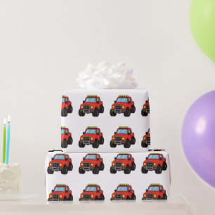 Papier Cadeau Fête d'anniversaire de camion monstre pour enfants