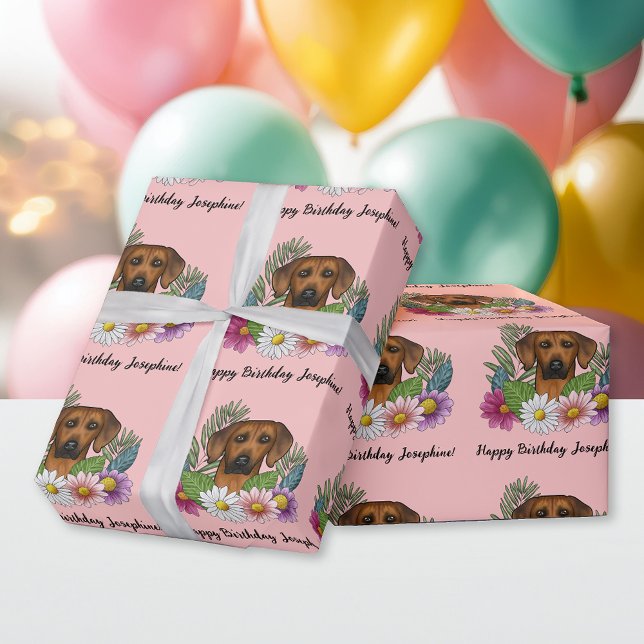 Papier Cadeau Fête d'anniversaire de chien Rhodesian Ridgeback e (Créateur téléchargé)