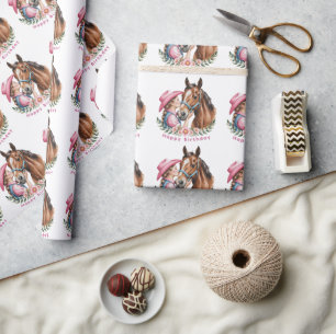 Papier Cadeau Fête d'anniversaire de Cowgirl Rose embrassant un