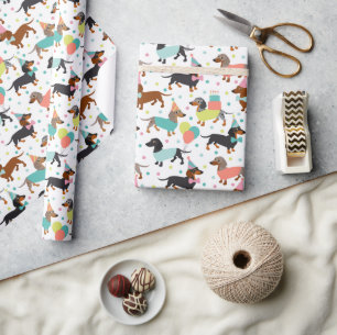 Papier Cadeau Fête d'anniversaire de Dachshund