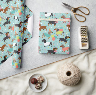 Papier Cadeau Fête d'anniversaire de Dachshund