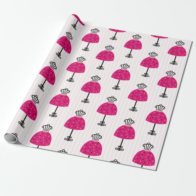 Papier Cadeau Fête d'anniversaire de diva de mode Glam (Déroulé)