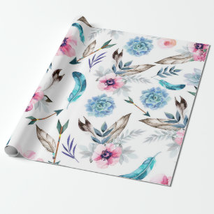 Papier Cadeau Fête d'anniversaire de fille Boho Floral Chic Bohè