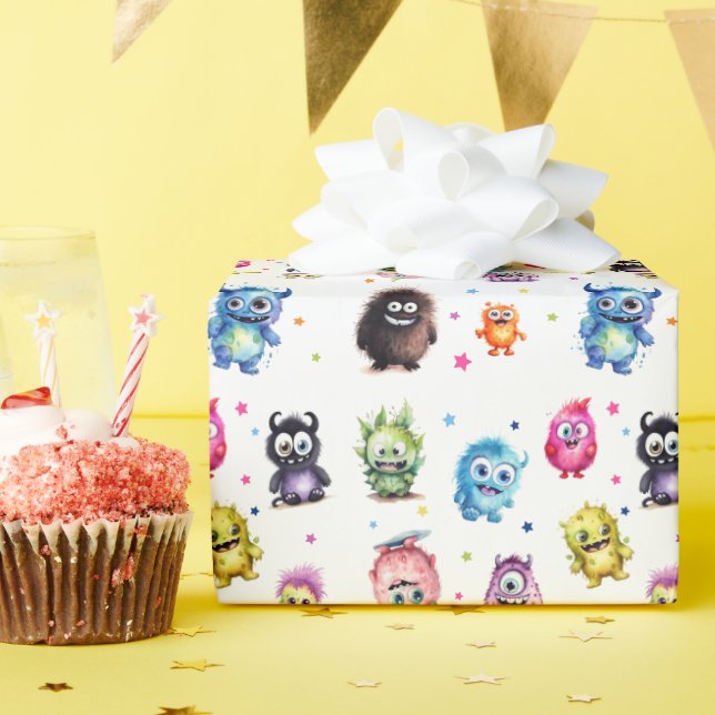 Papier Cadeau Fête d'anniversaire de notre petit monstre (Fête d'anniversaire)