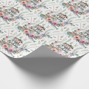 Papier Cadeau Fête d'anniversaire de pêche avec texte Joyeux Ann
