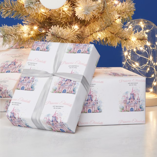 Papier Cadeau Fête d'anniversaire de princesse, Château de princ (Vacances)
