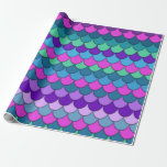 Papier Cadeau Fête d'anniversaire de sirène multicolore colorée<br><div class="desc">Papier d'emballage</div>