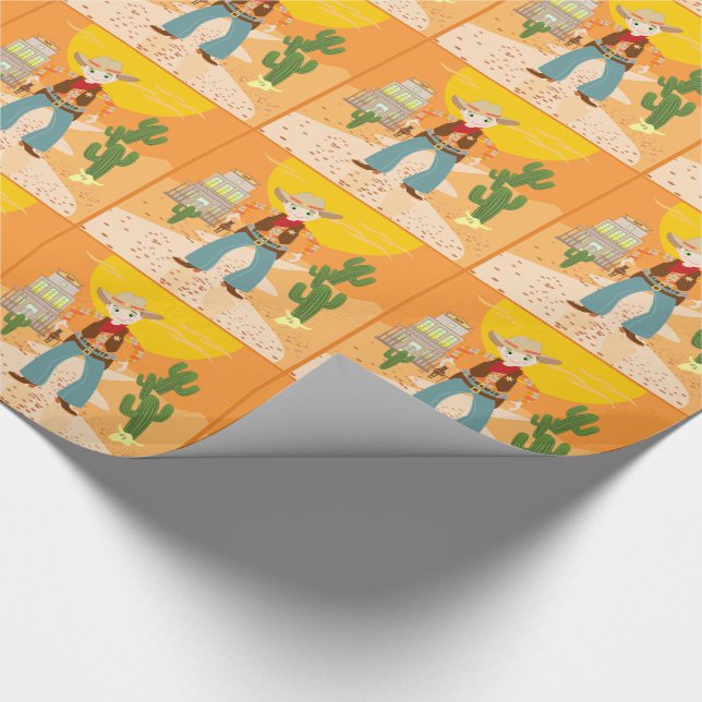 Papier Cadeau Fête d'anniversaire d'enfant de cowboy (Coin)