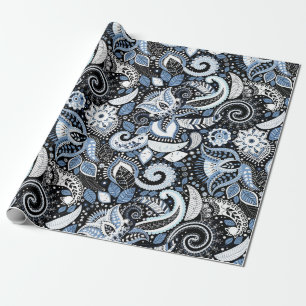 Papier Cadeau Fête d'anniversaire élégante avec imprimé paisley 