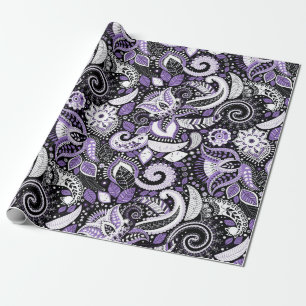 Papier Cadeau Fête d'anniversaire élégante avec imprimé paisley 