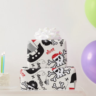 Papier Cadeau Fête d'anniversaire garçon thème pirate crânes de