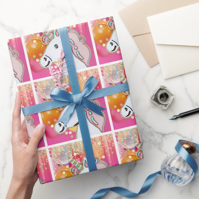 Papier Cadeau Fête d'anniversaire licorne  (Cadeaux)