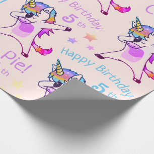 Papier Cadeau Fête d'anniversaire licorne avec nom et âge person