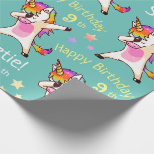 Papier Cadeau Fête d'anniversaire licorne personnalisée avec nom