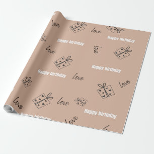 Papier Cadeau Fête d'anniversaire moderne rose girly