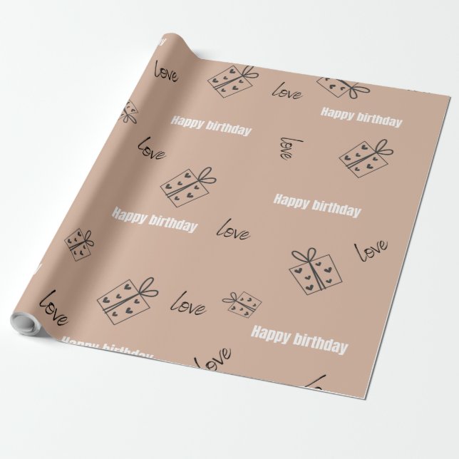 Papier Cadeau Fête d'anniversaire moderne rose girly (Déroulé)