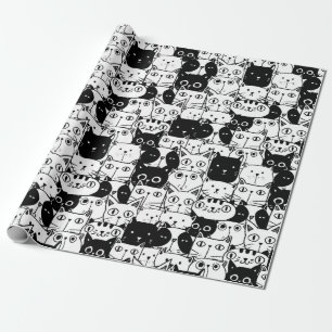 Papier Cadeau Fête d'anniversaire noire et blanche de motif de