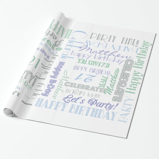 Papier Cadeau Fête d'anniversaire ! NOM et ÂGE du client cool (Déroulé)