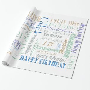 Papier Cadeau Fête d'anniversaire ! NOM et ÂGE du client subtil