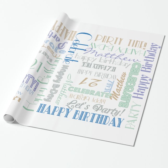 Papier Cadeau Fête d'anniversaire ! NOM et ÂGE du client subtil (Déroulé)