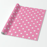 Papier Cadeau Fête d'anniversaire pois rose et blanc<br><div class="desc">papier d'emballage personnalisé</div>