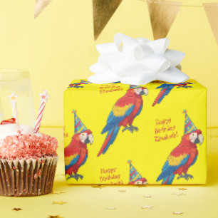 Papier Cadeau Fête d'anniversaire pour enfants avec perroquet
