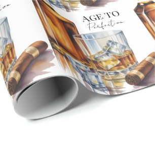 Papier Cadeau Fête d'anniversaire pour hommes au Whisky et Cigar
