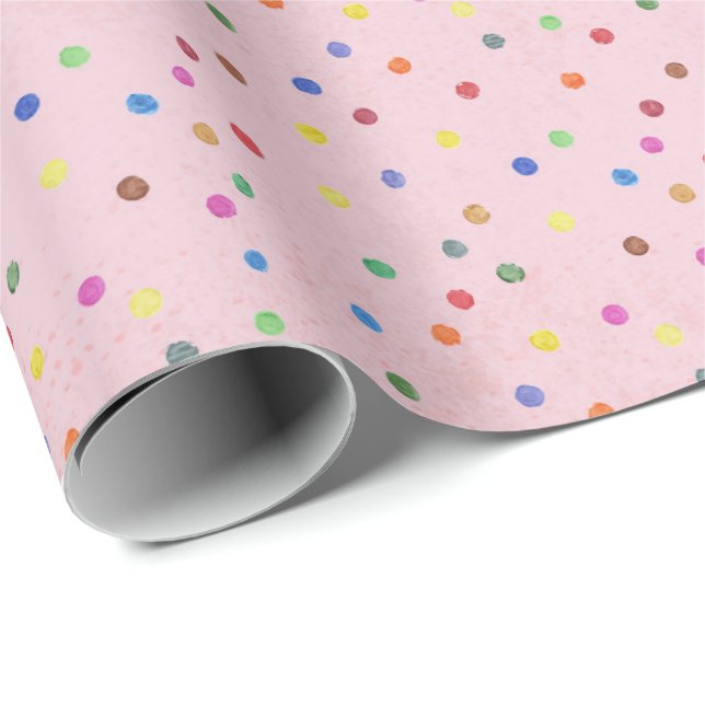 Papier Cadeau Fête d'anniversaire Rose Cue le Confetti (Coin rond)
