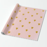 Papier Cadeau Fête d'anniversaire Rose Pâle et Cœurs Dorés Migno<br><div class="desc">papier d'emballage personnalisé</div>