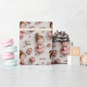 Papier Cadeau Fête de ballet en rose et rose ballet