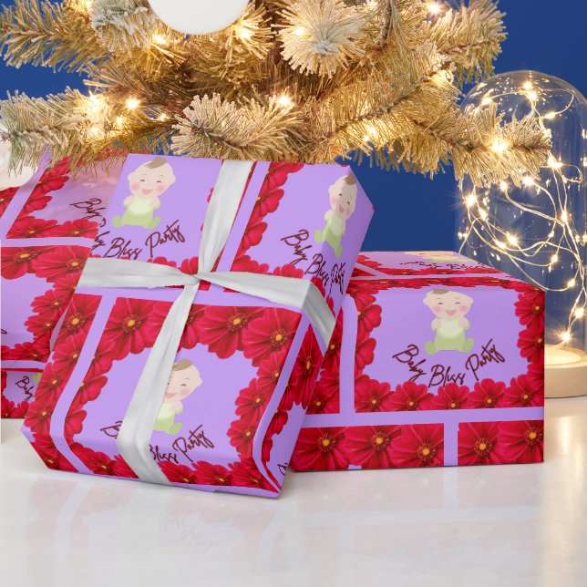 Papier Cadeau Fête de bébé Bliss violet pâle (Vacances)