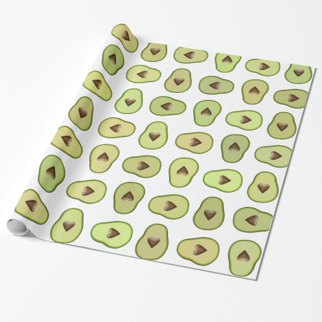 Papier Cadeau Fête de Bébé Fête des Fruits de Cœur d'Avocat (Déroulé)
