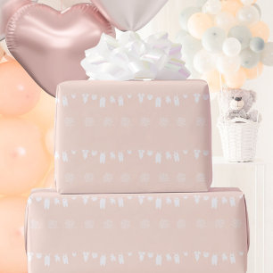 Papier Cadeau Fête de Bébé Fille Minimaliste Rose Clair
