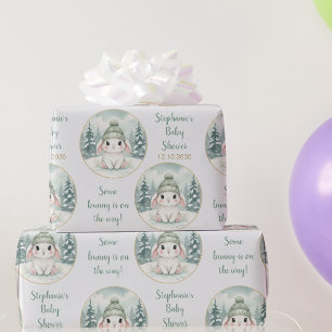Papier Cadeau Fête de bébé personnalisable Lapin de la forêt hiv