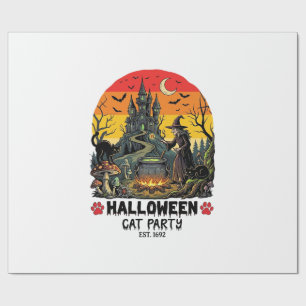 Papier Cadeau Fête de chat d'Halloween Sorcière Chaudron Chats n
