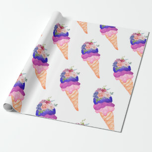Papier Cadeau Fête de Fiançailles de la Crème Glacée Elle a Racl