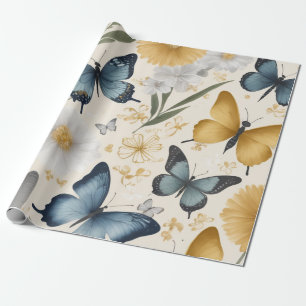 Papier Cadeau Fête de jardin Whimsical rubans dorés et argent