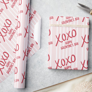 Papier Cadeau Fête de la Galentine XOXO dessinée à la main