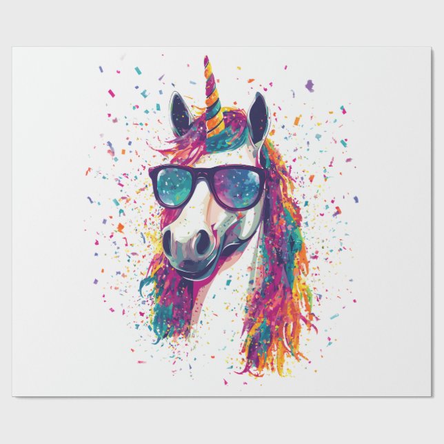 Papier Cadeau Fête de la Licorne de Fête (1) (Plat)
