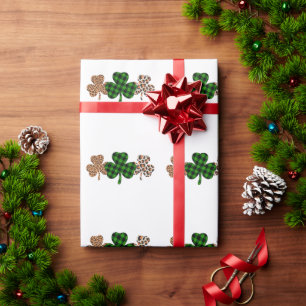 Papier Cadeau Fête de la Saint-Patrick Chanceux Irlandais Vert C