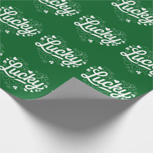 Papier Cadeau Fête de la Saint-Patrick Cœur Trèfle Chanceux Trèf